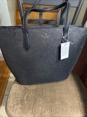 NWT Sold Out Kate Spade glitter mixed black tote